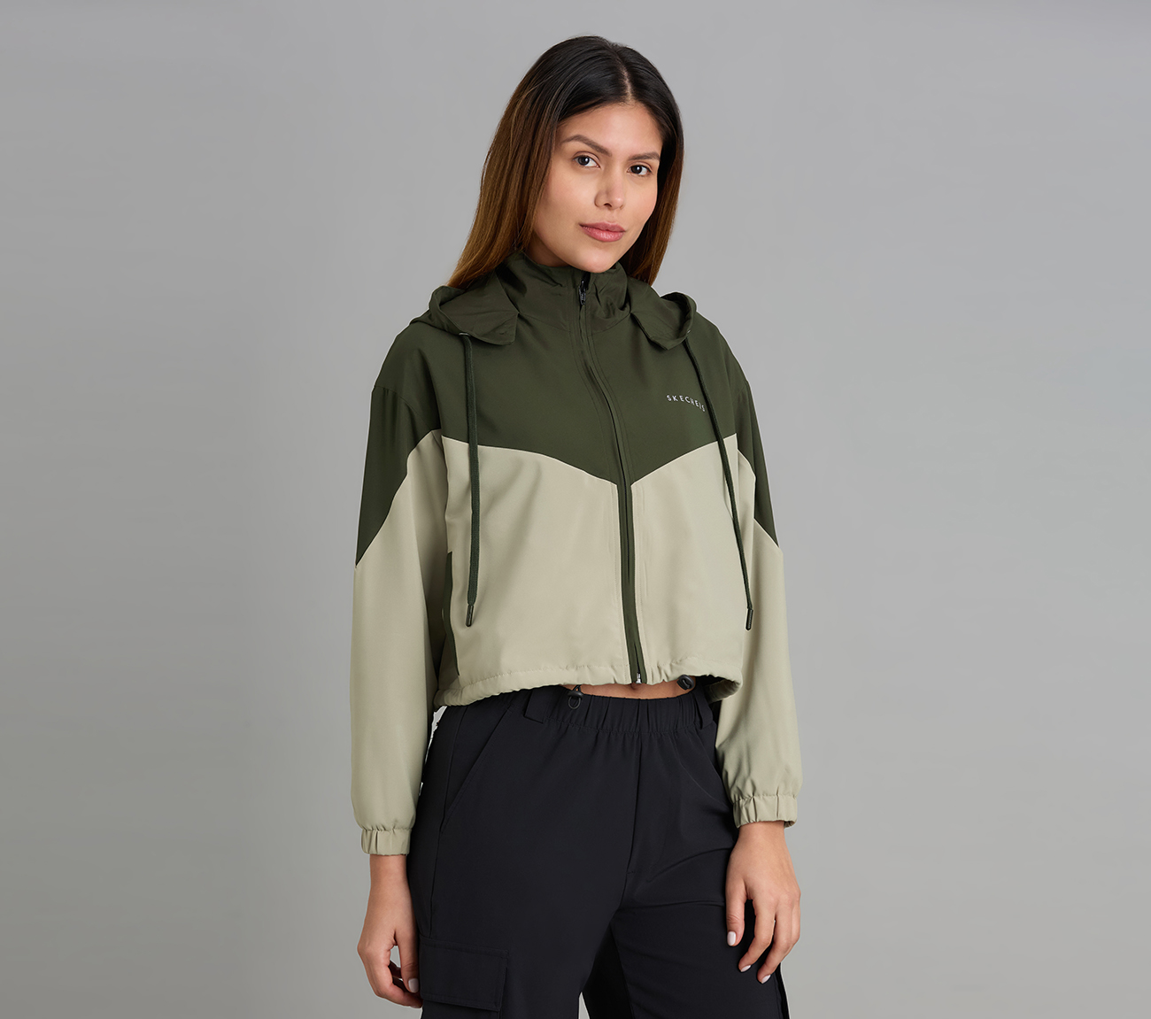 COLOR BLOCKED JACKET, BROWN/OLIVE
