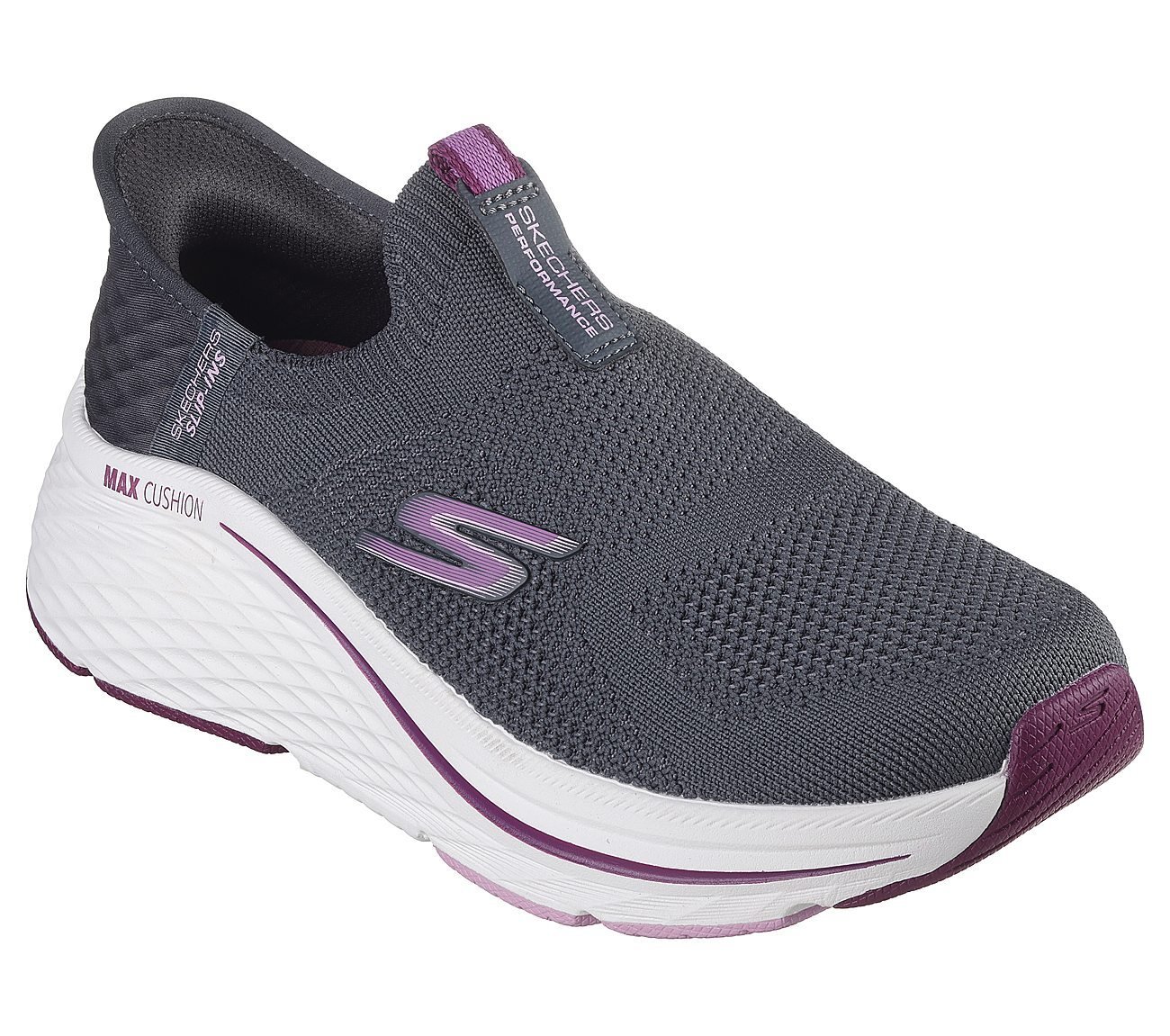 MAX CUSHIONING ELITE 2.0 - ET, CHARCOAL /BURGUNDY Footwear Right View