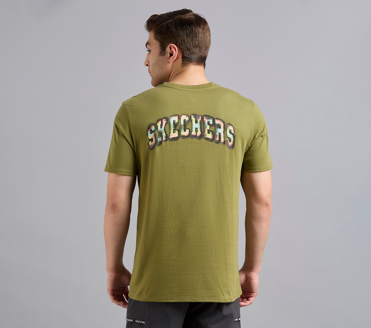 ANIME SPRAY APPLIQUE TEE, BROWN/SAGE Apparel Left View