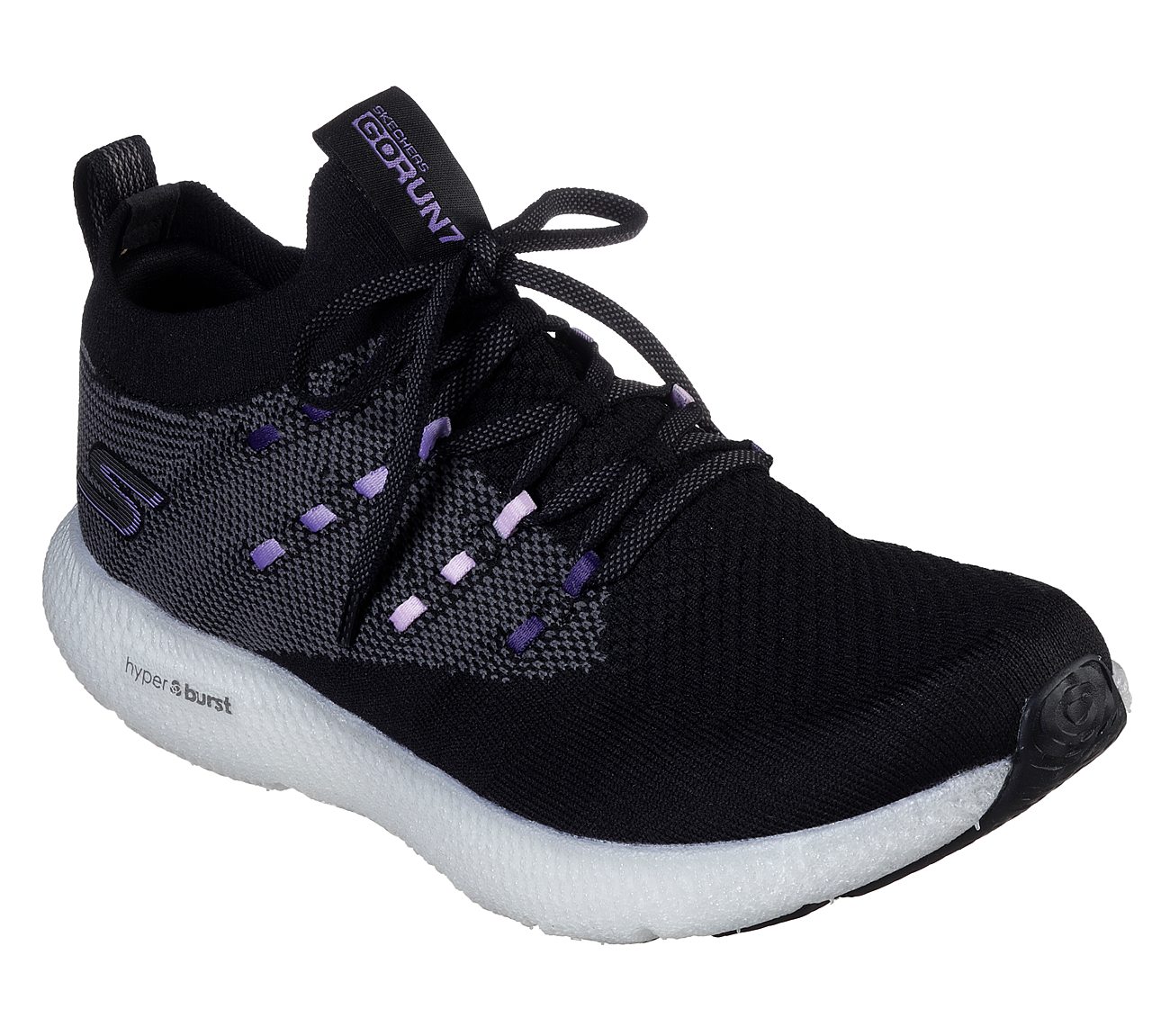 GO RUN 7 -, BLACK/PURPLE Footwear Lateral View