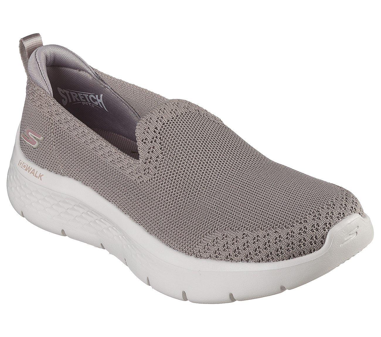 Skechers Taupe Go-Walk-Flex-Bright-Summer Women's Slip On Shoes - Style ...