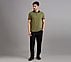 CONTRAST ZIPPER POLO, NATURAL/OLIVE