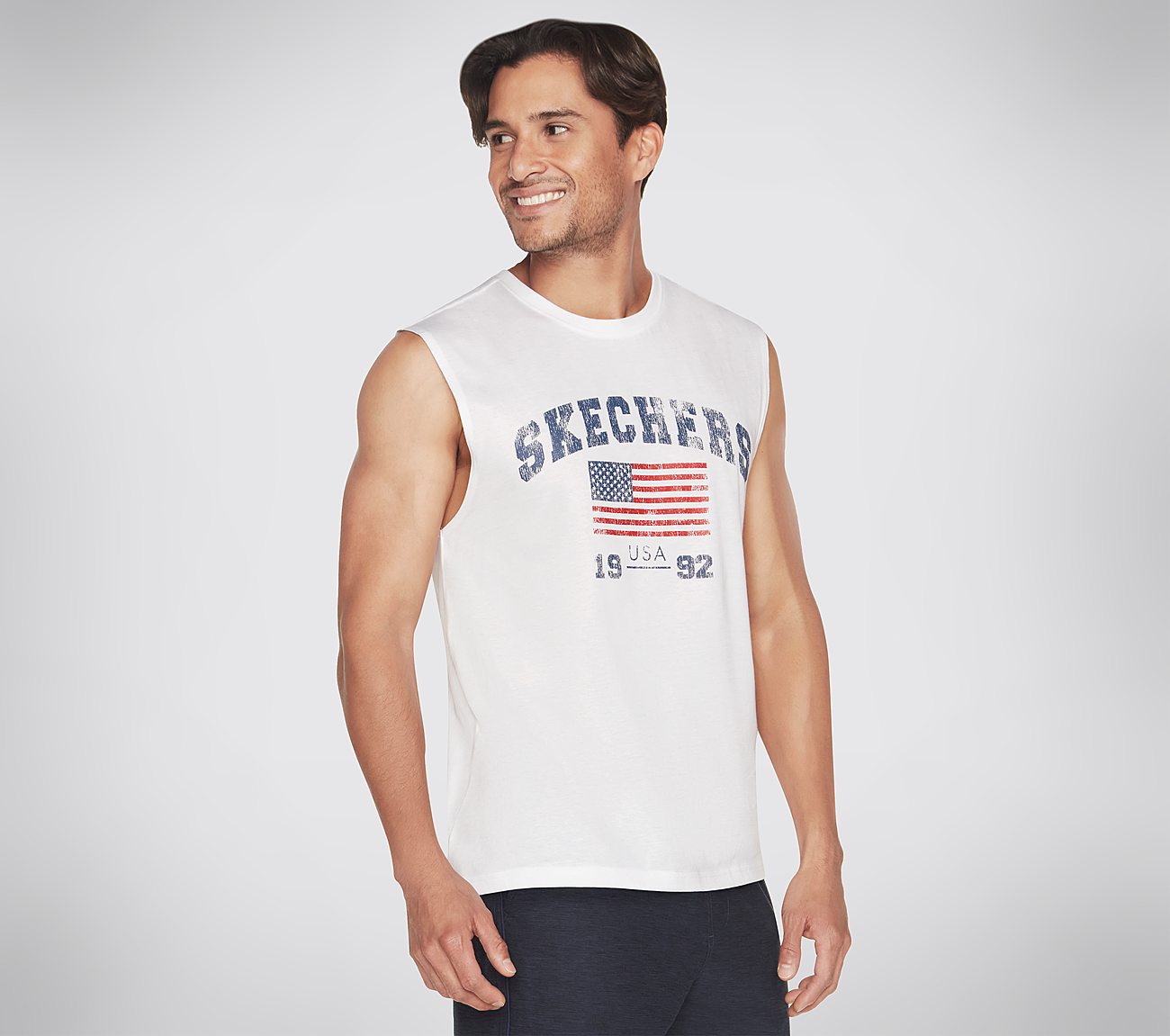 FLAG MUSCLE TANK, WWWHITE Apparels Lateral View