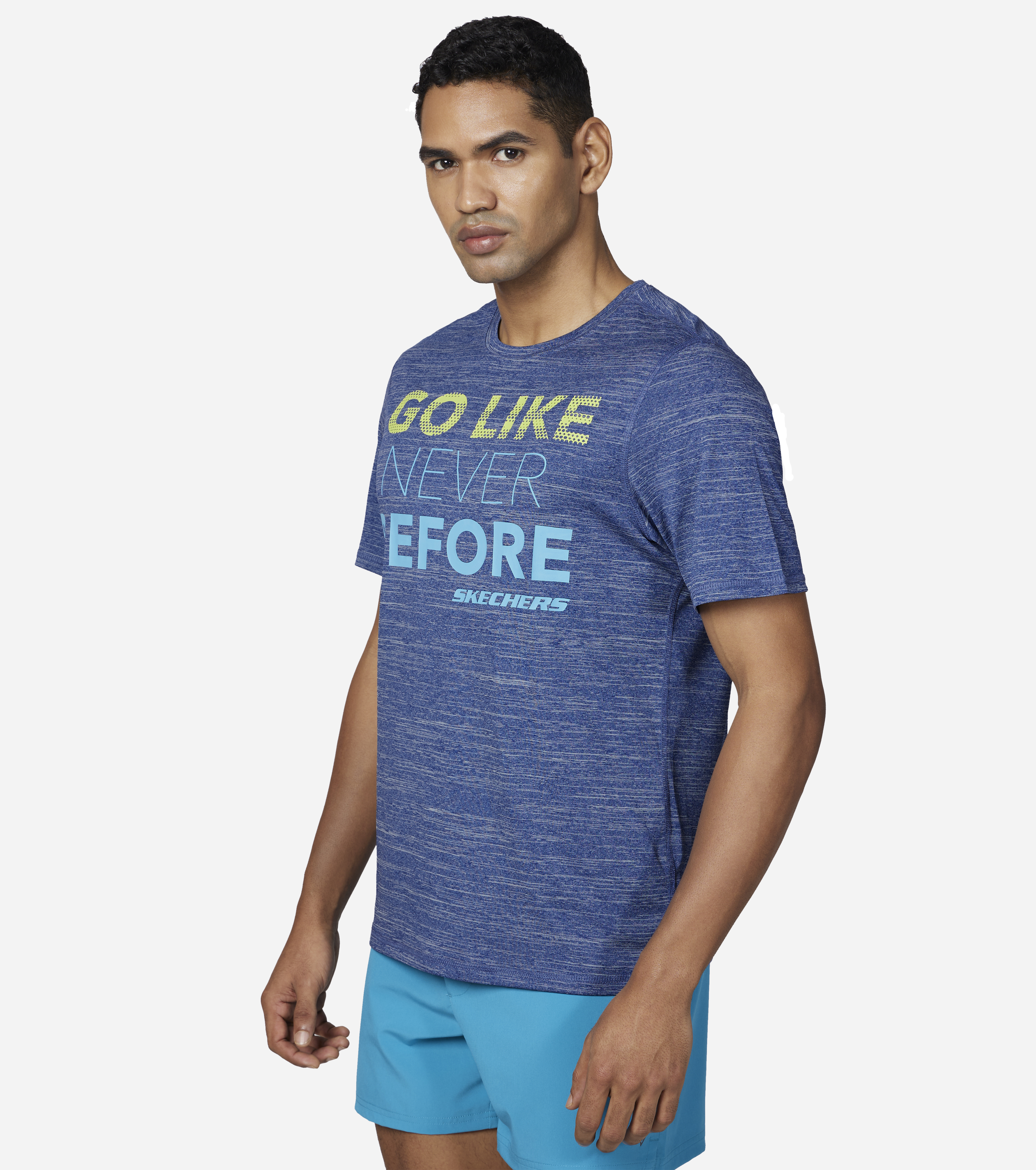 GO LIKE NEVER BEFORE T-SHIRT, BLUE/WHITE Apparels Top View