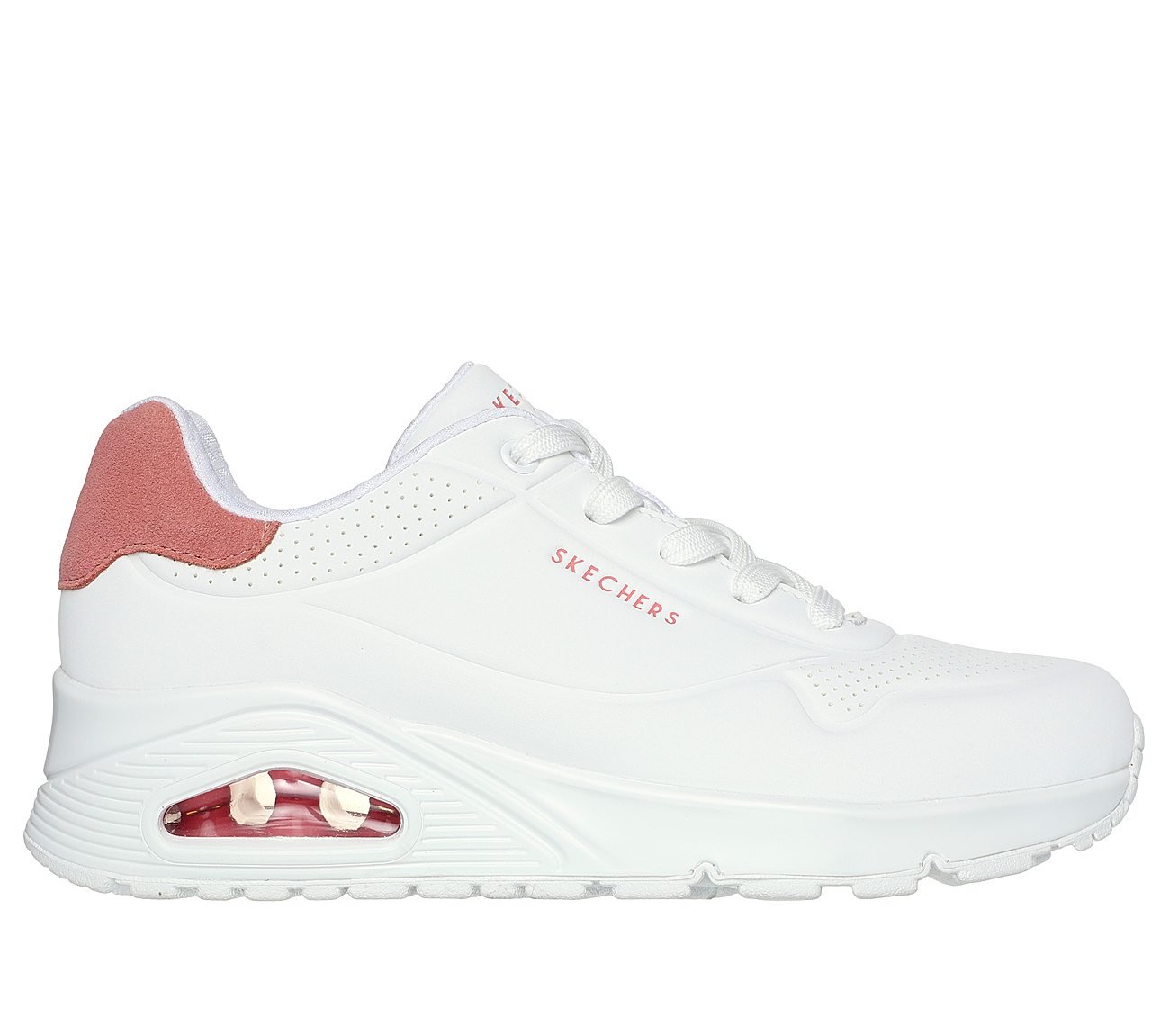 UNO - POP BACK, WHITE/HOT CORAL Footwear Lateral View