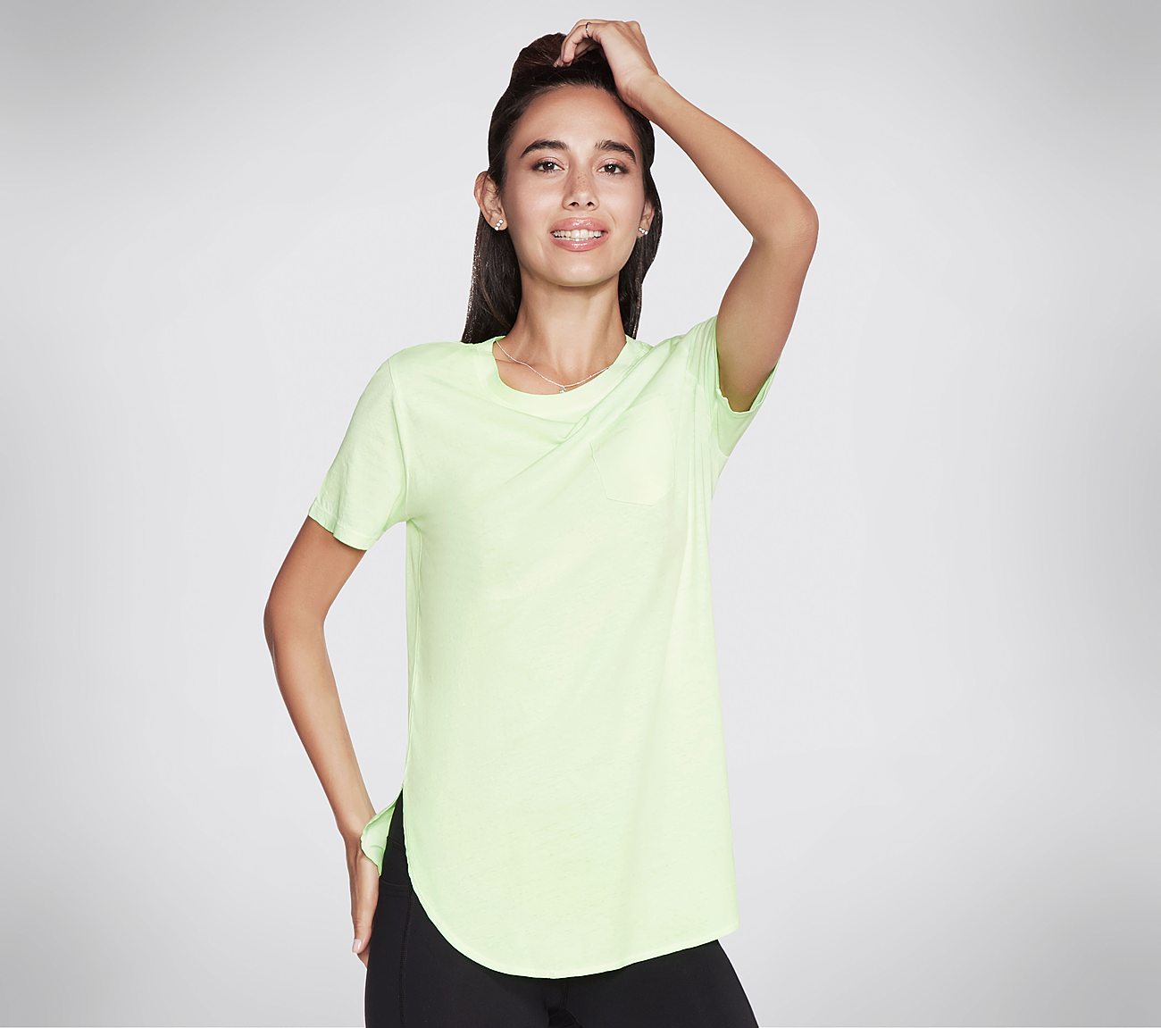 HATHA POCKET TUNIC T-SHIRT, LIME Apparels Lateral View
