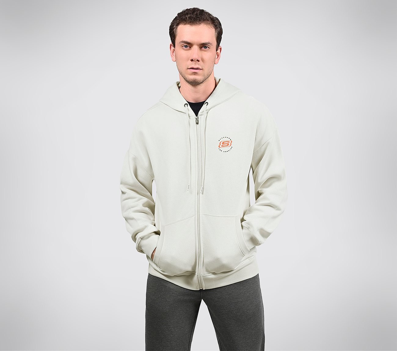 AD BURN OFF HOODIE, OFF WHITE/GREY Apparels Top View