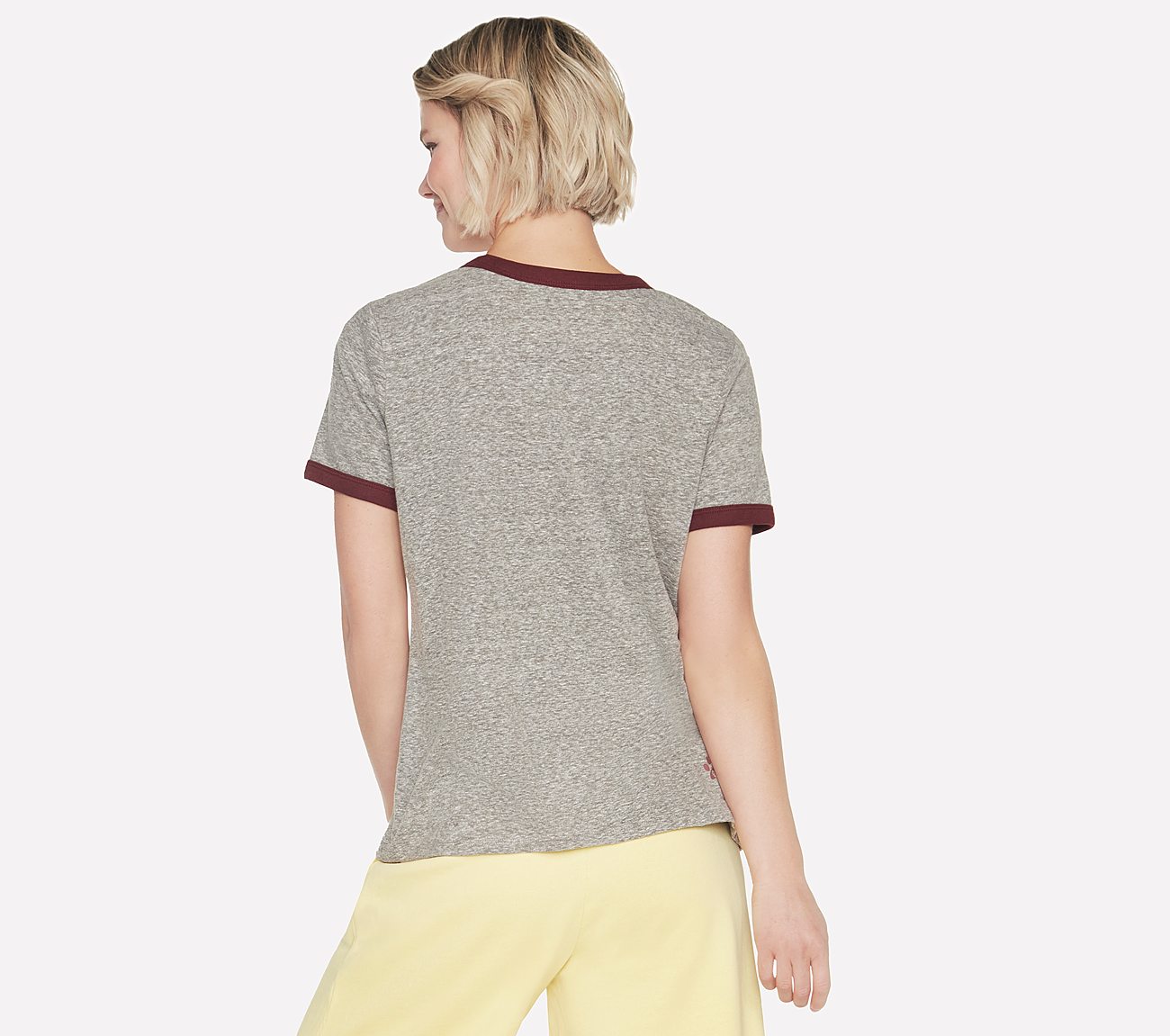 BOBS HEART STRIPES RINGER T-SHIRT, GREY Apparels Top View