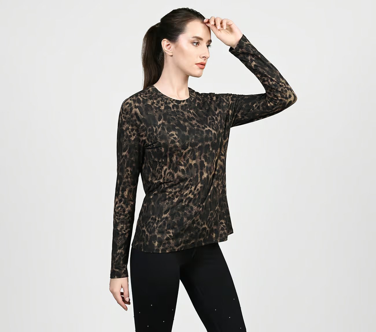  GODRI SERENE CHEETAH LS, NATURAL/TAUPE Apparels Bottom View