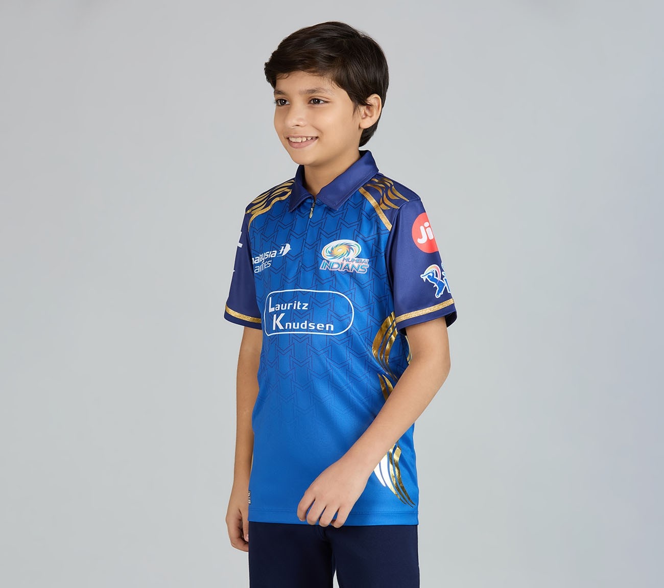 MUMBAI INDIANS IPL KID'S REPLICA JERSEY 2026, ROYAL/NAVY/LIME