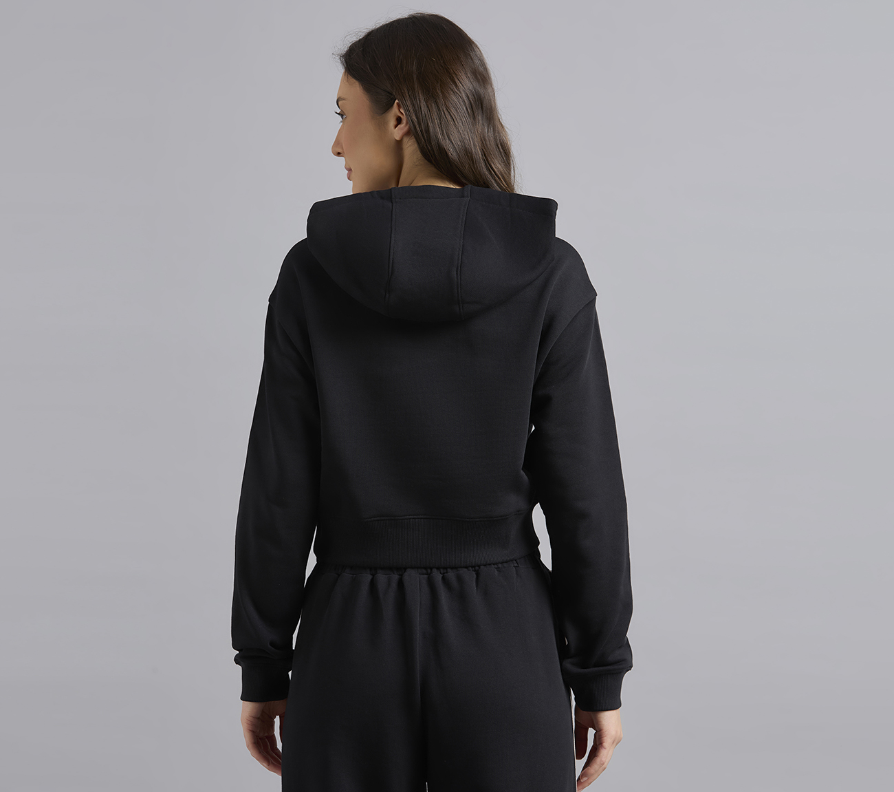CONSTRAST TAPE HOODED SWEATSHIRT, BLACK Apparels Left View