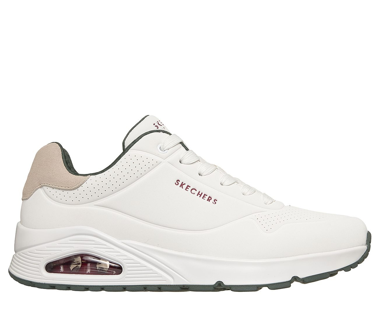 UNO - SUITED ON AIR, WHT/GREEN Footwear Lateral View