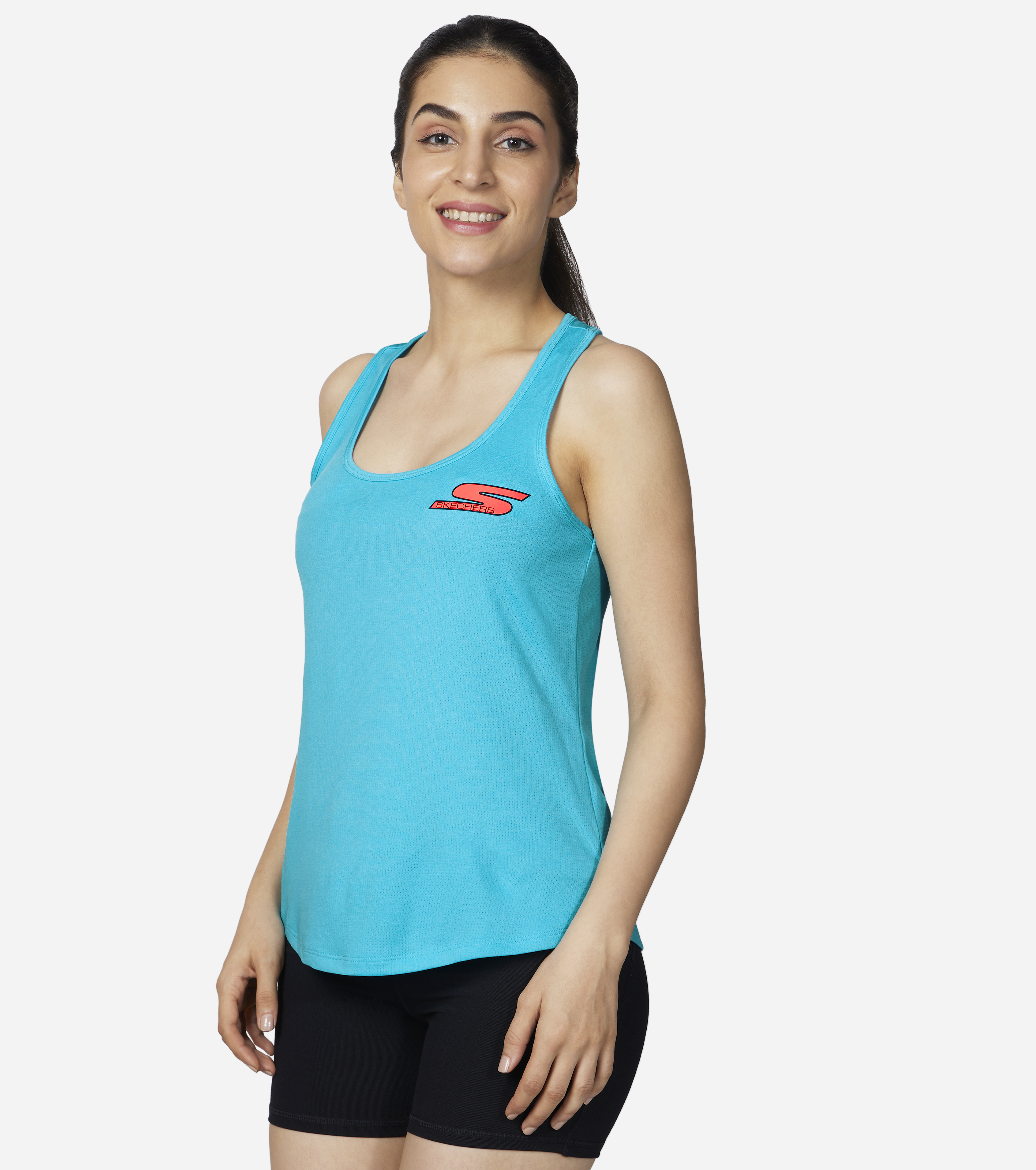 ELITE RACER TANK, LIGHT BLUE/TURQUOISE Apparels Top View