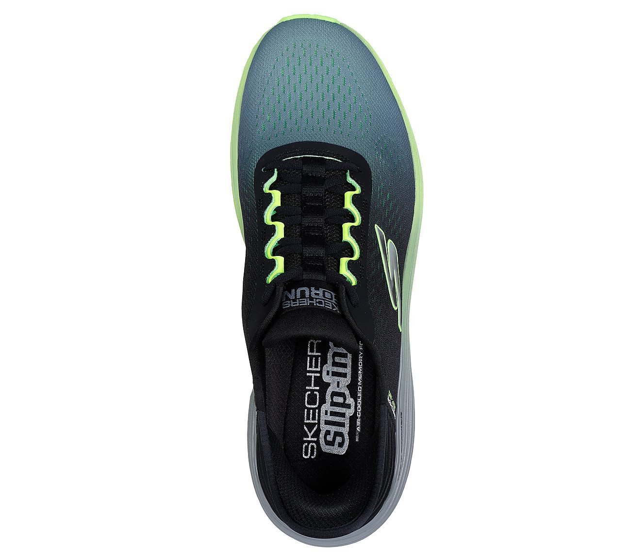 MAX CUSHIONING SUSPENSION - L, BLACK/LIME Footwear Top View