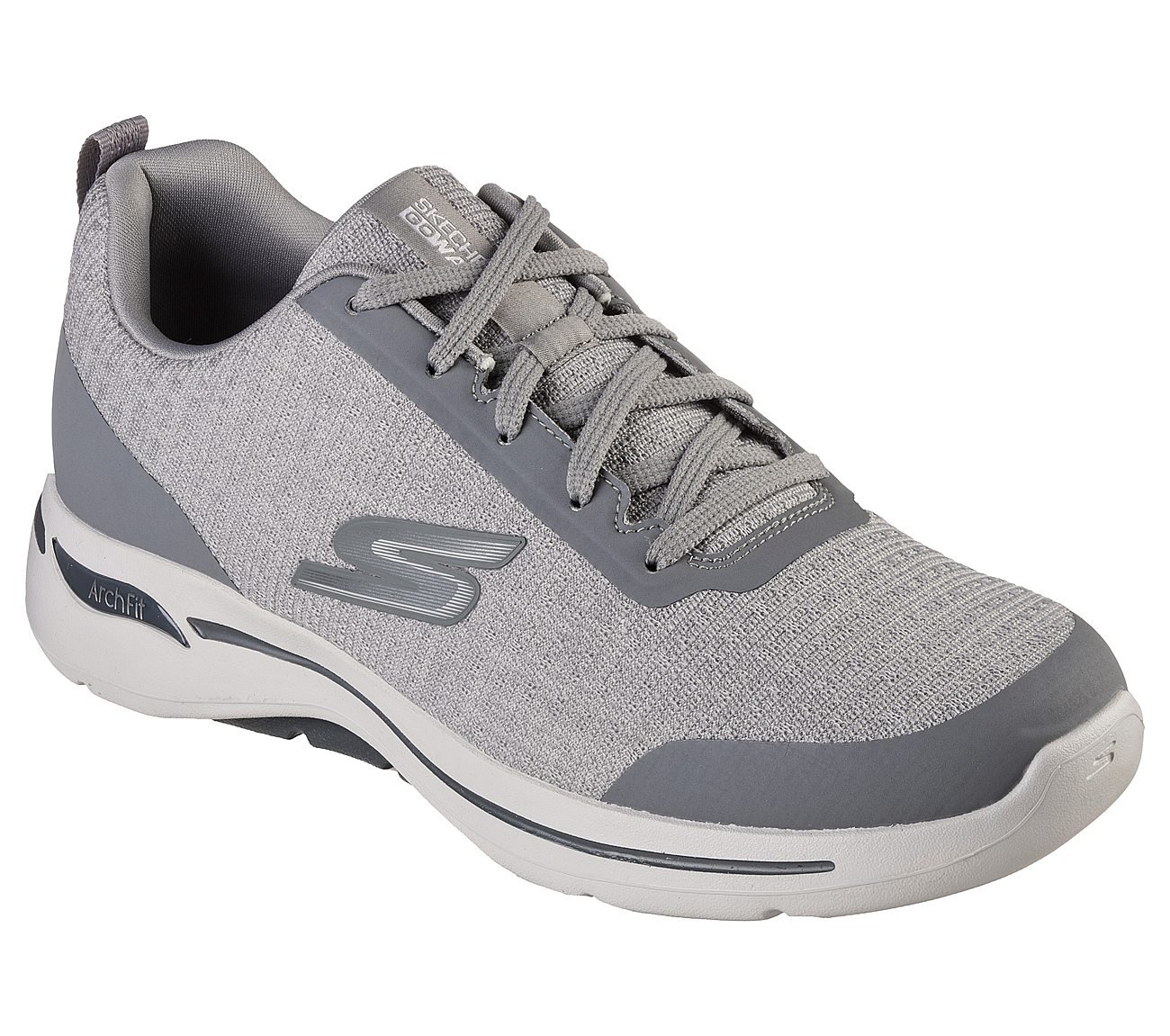 Skechers Grey Go Walk Arch Fit Orion Mens Lace Up Shoes - Style ID ...
