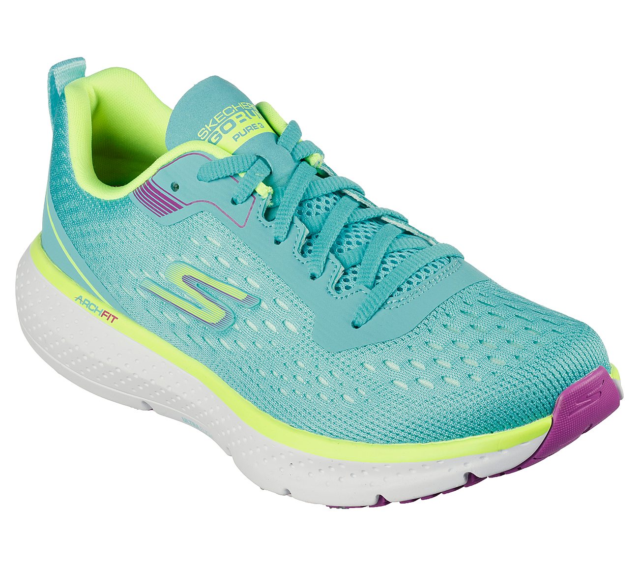 GO RUN PURE 3, TEAL Footwear Right View
