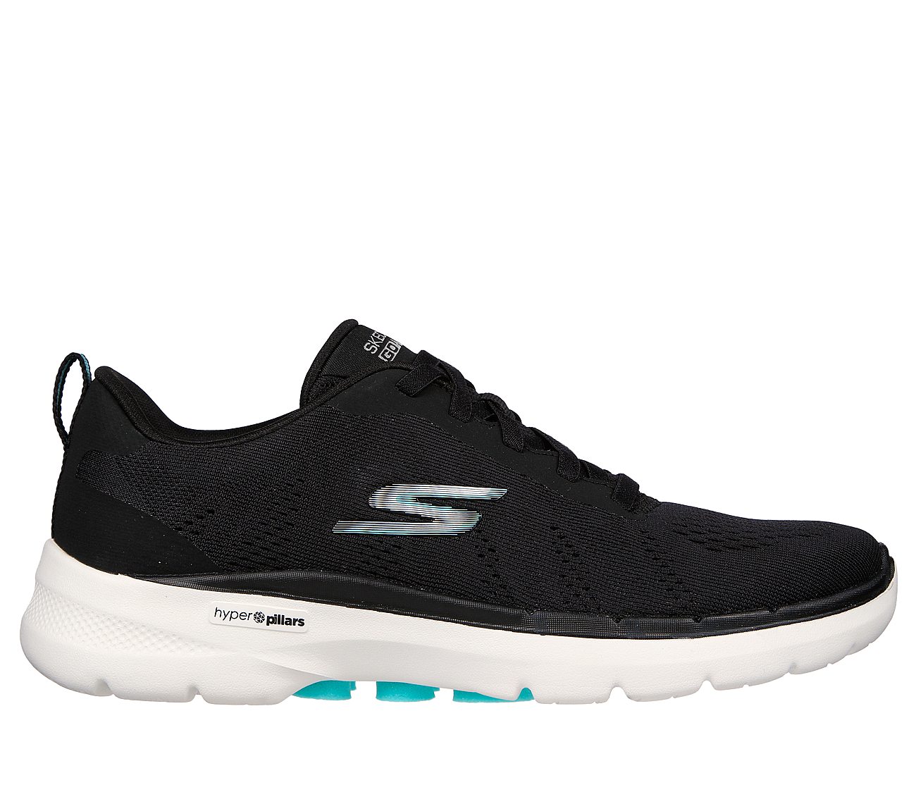 GO WALK 6, BLACK/TURQUOISE Footwear Lateral View