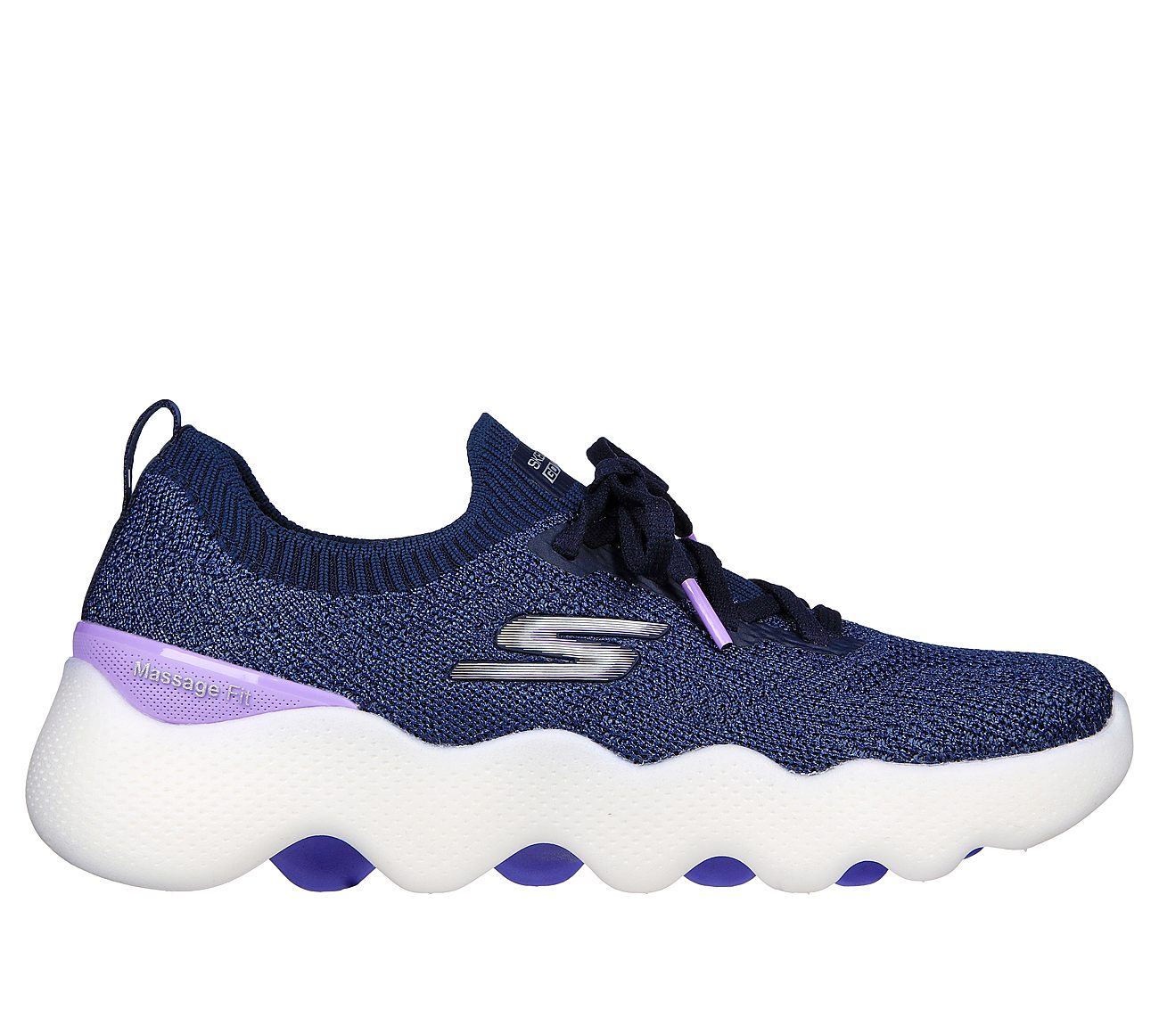 GO WALK MASSAGE FIT - UPSURGE, NAVY/LAVENDER Footwear Lateral View