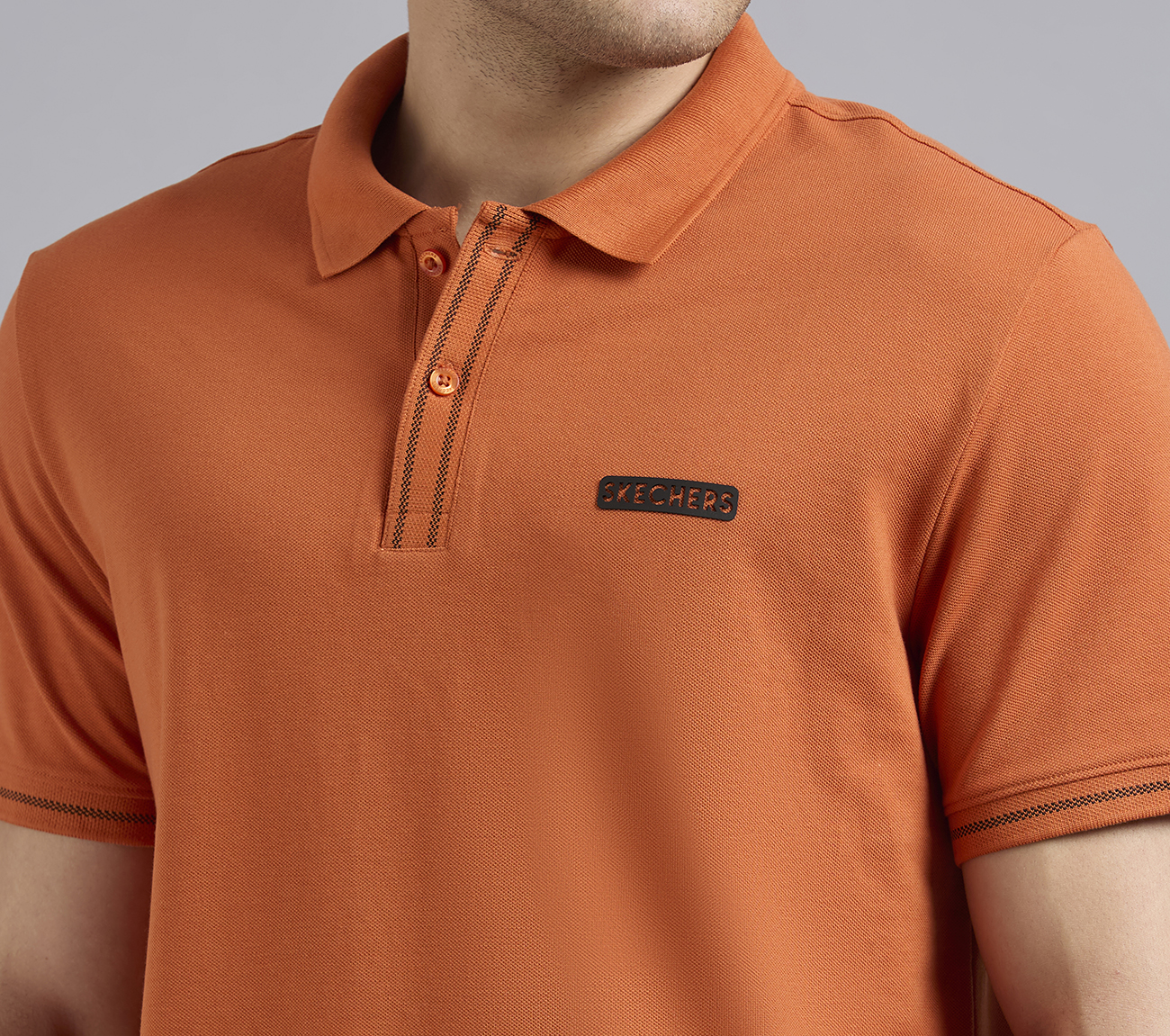 DUAL HIGHLIGHT TIPPING POLO, CHARCOAL/ORANGE