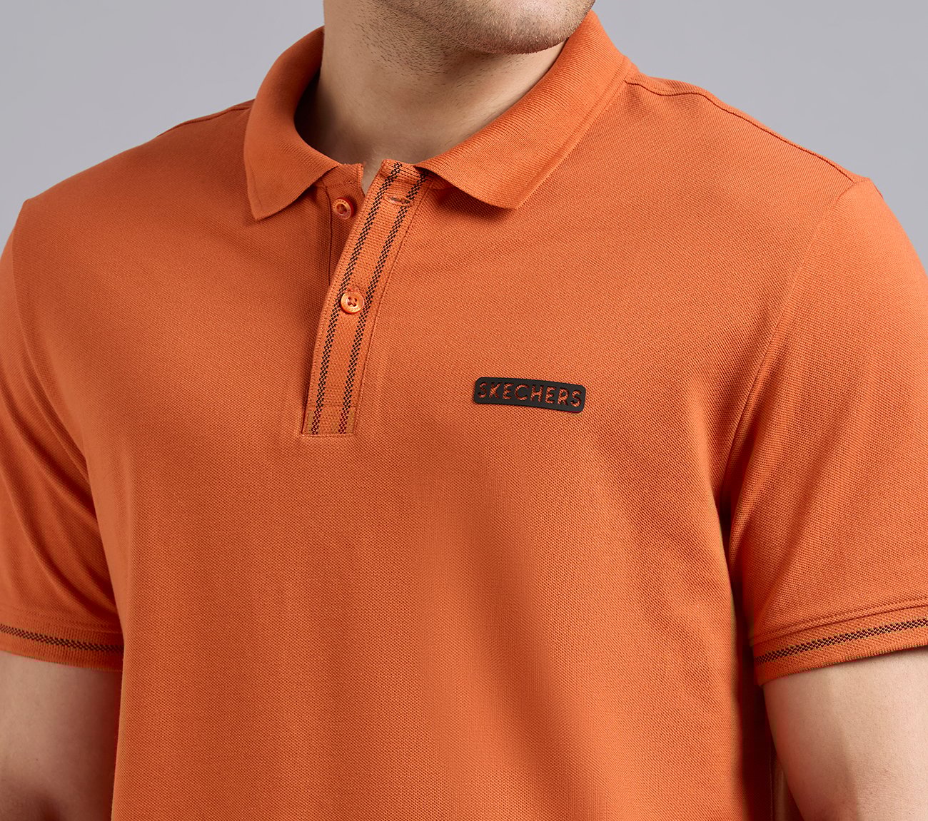 DUAL HIGHLIGHT TIPPING POLO, CHARCOAL/ORANGE Apparel Right View