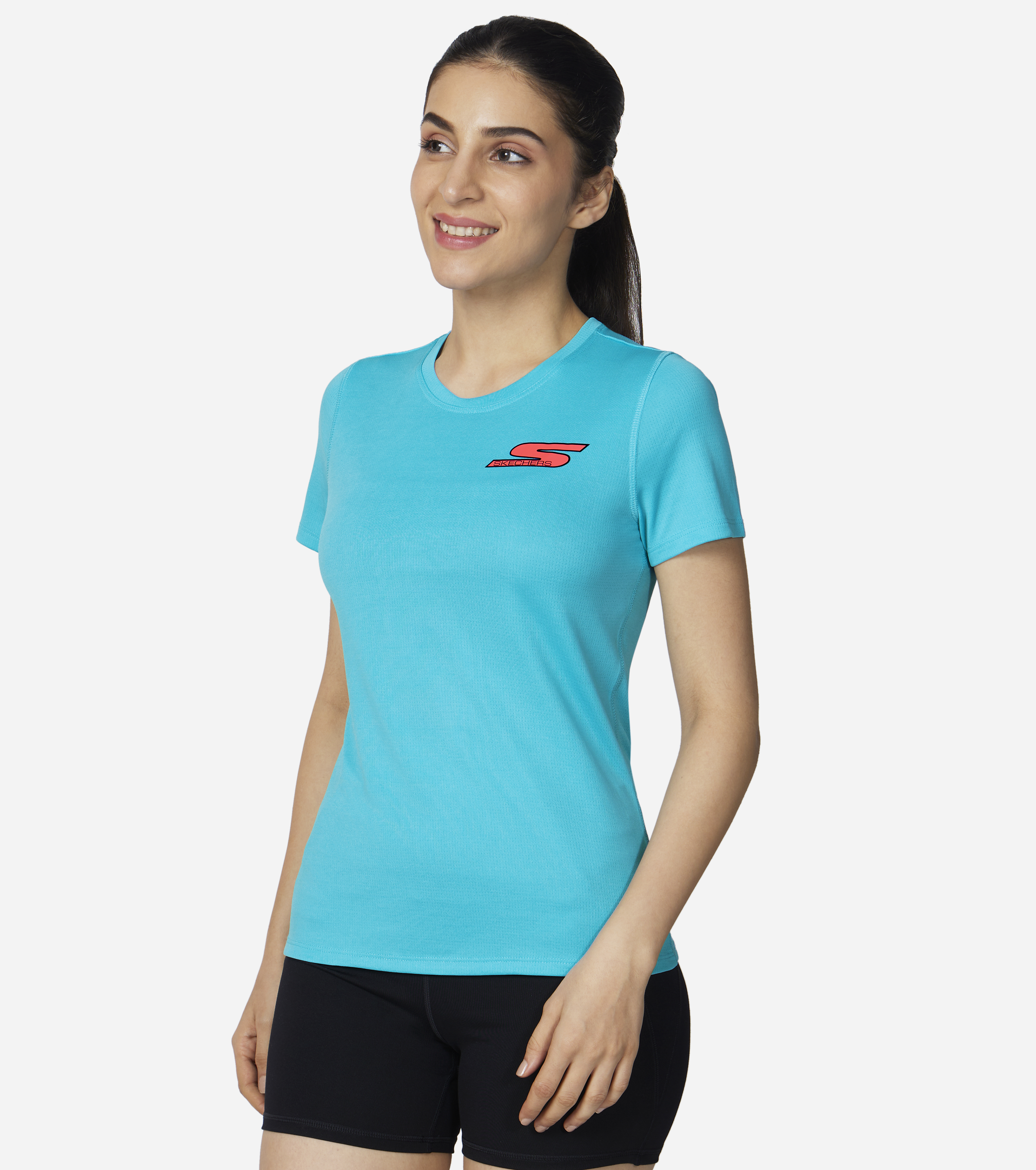 ELITE TECH TEE, LIGHT BLUE/TURQUOISE Apparels Top View
