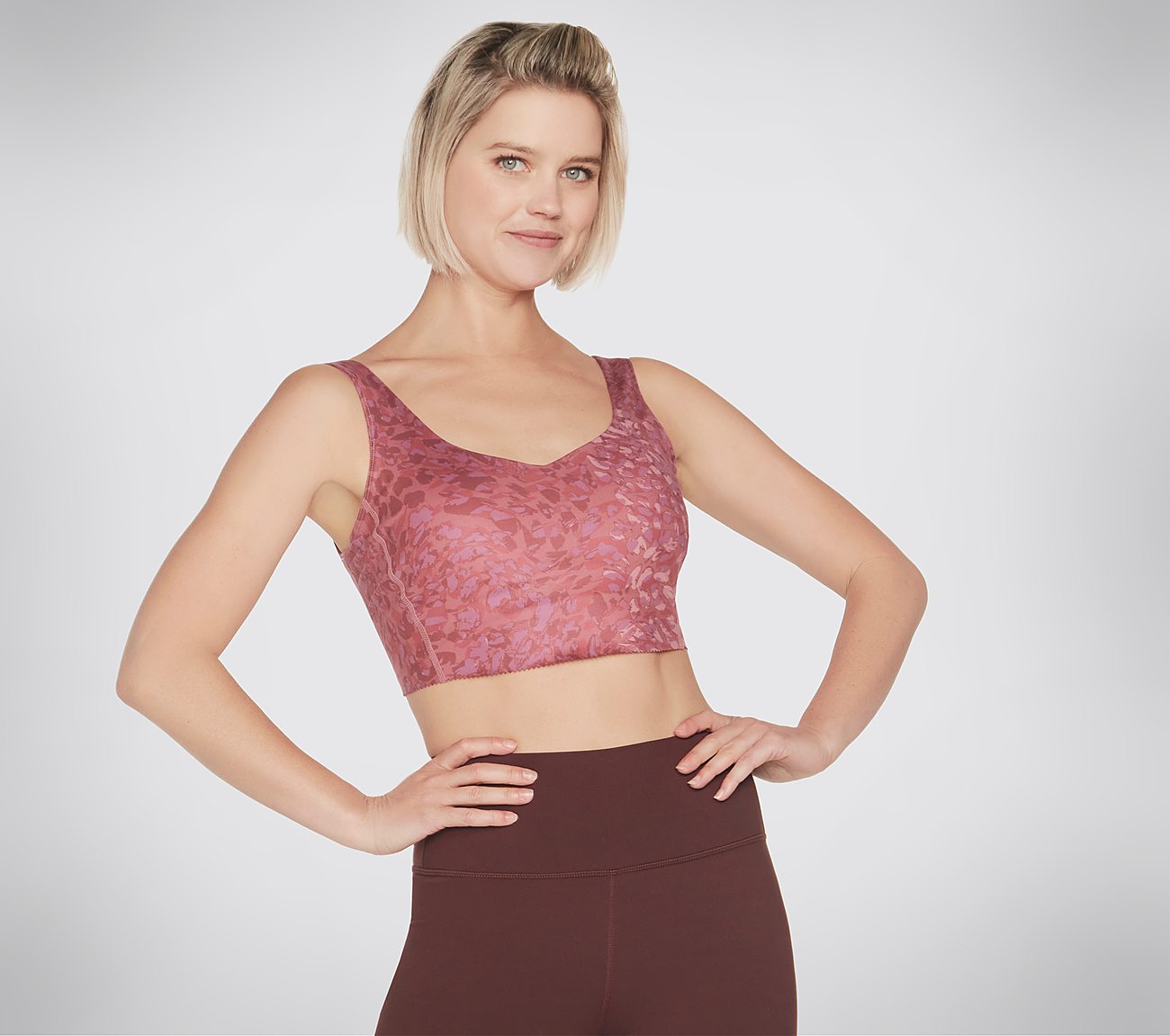 GOSCULPT LEOPARD LONGLINE BRA, MAUVE/PURPLE Apparel Lateral View