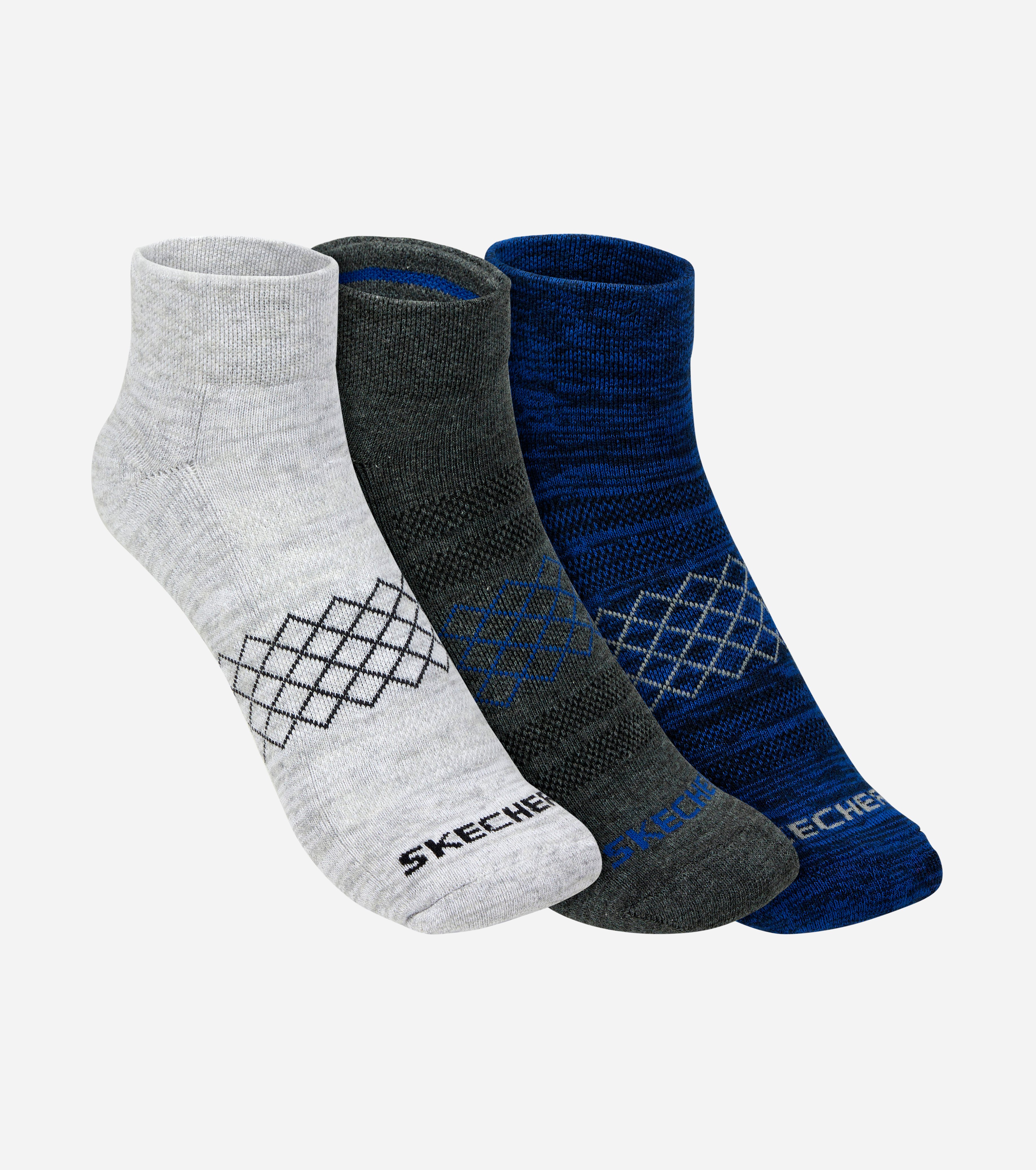 3 Pack of MENS 1/2 TERRY QTR CREW, BLUE/GREY Accessories Lateral View