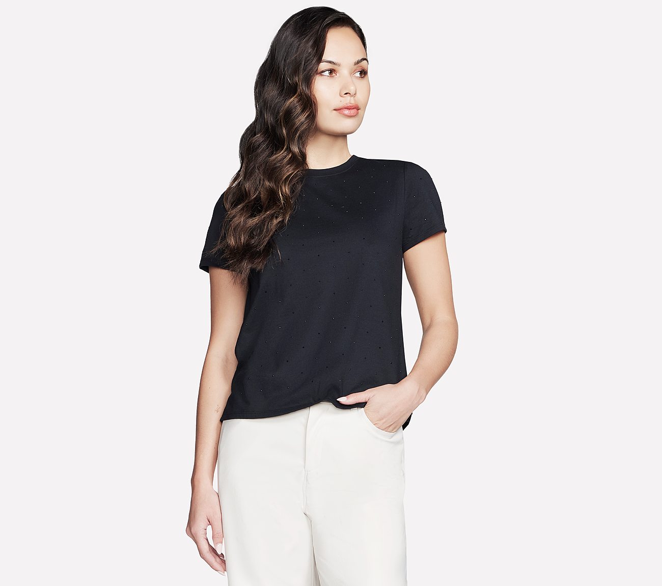 RHINESTONE TEE, BLACK Apparel Lateral View