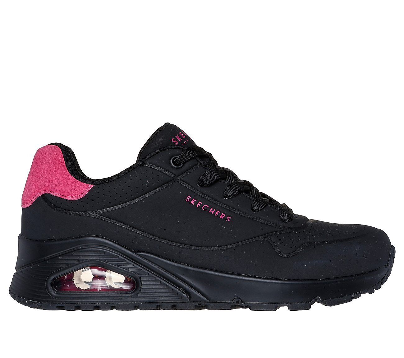 UNO - POP BACK, BLACK/HOT PINK Footwear Lateral View