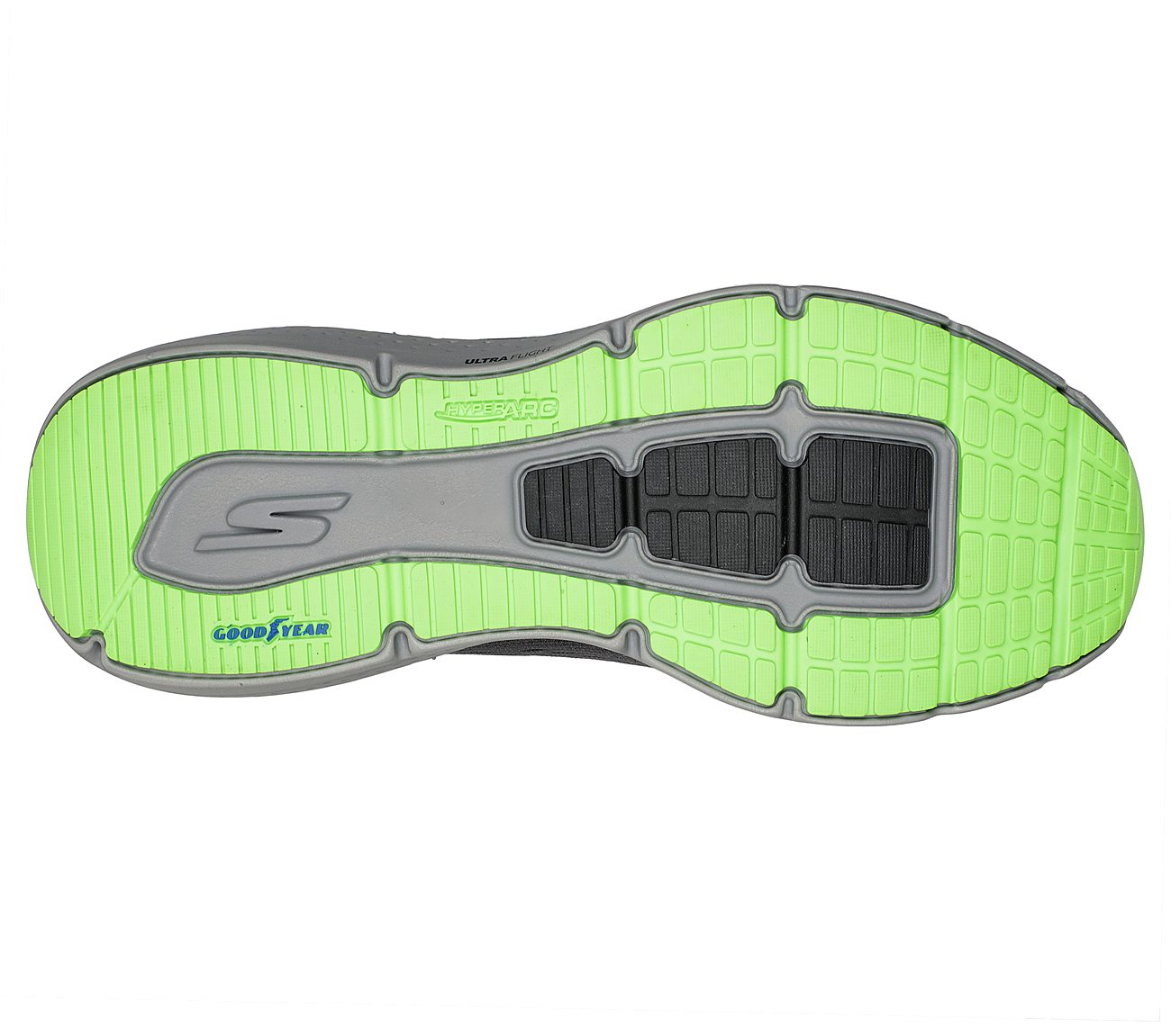 GO RUN PURE 3, CHARCOAL/LIME Footwear Bottom View