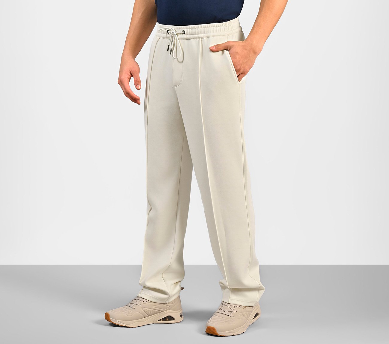 PERFORMANCE TRACK PANT, NATURAL/GREY Apparel Top View