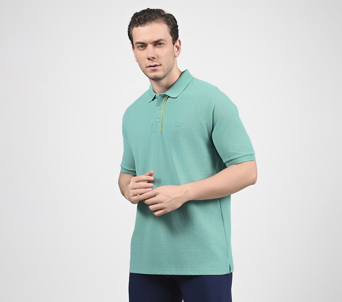 OASIS TIPPING POLO, TURQUISE Apparels Top View