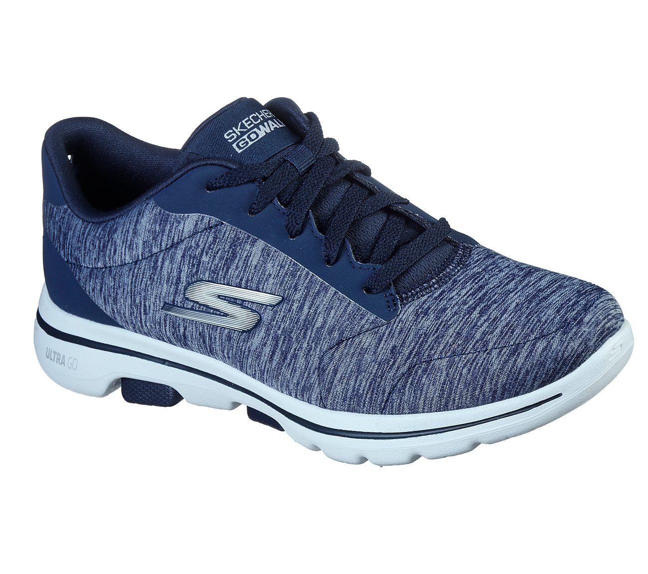 GO WALK 5-TRUE, NAVY/WHITE Footwear Lateral View