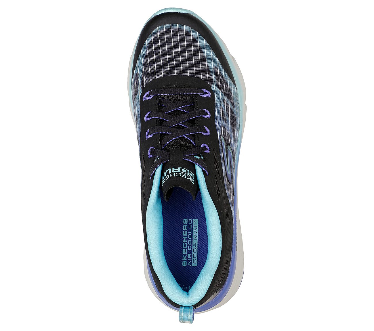 MAX CUSHIONING ELITE-EVEN STR, BLACK/AQUA Footwear Top View