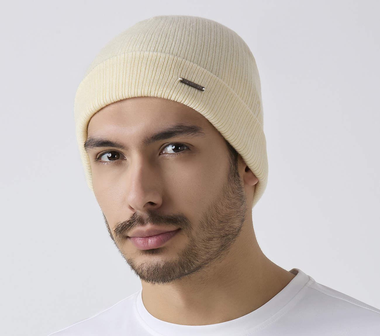 SKECHERS UNISEX SOLID BEANIE, OFF WHITE