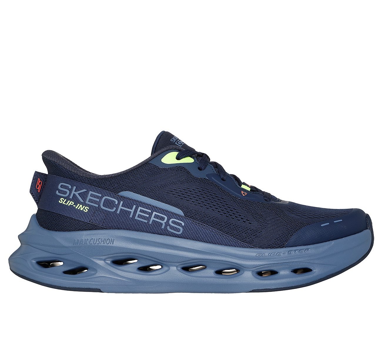 MAX CUSHIONING GLIDE-STEP - A, NAVY/MULTI Footwear Lateral View