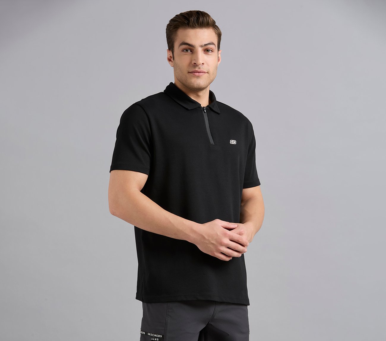 OVERSIZED FLOCK BRANDING POLO, BLACK