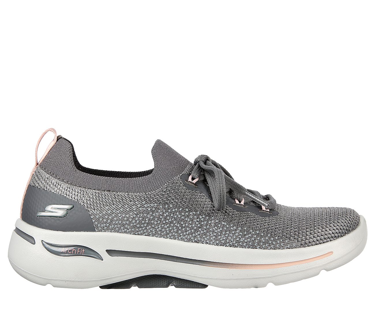 GO WALK ARCH FIT - CLANCY, GREY/PINK Footwear Lateral View