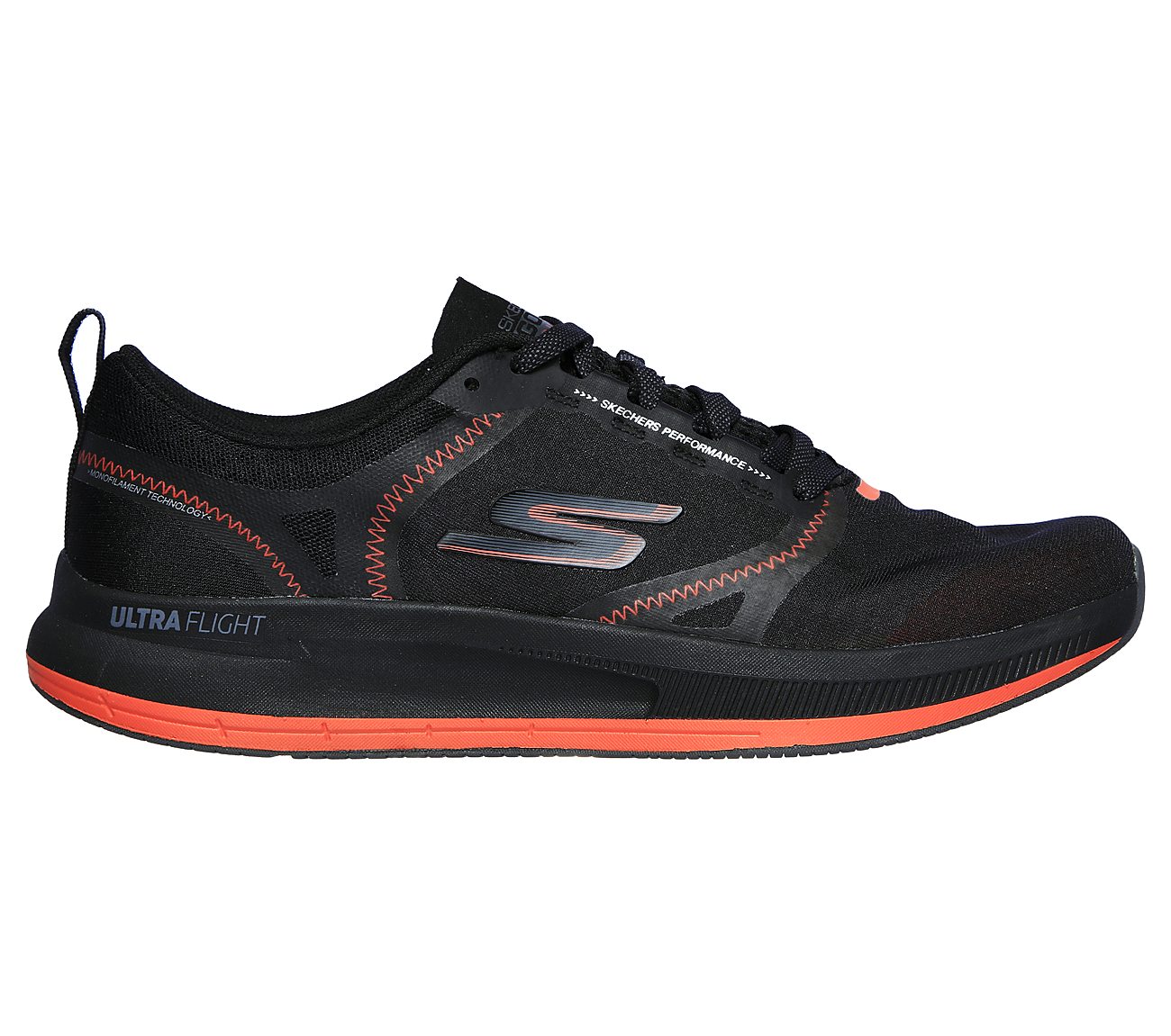 GO RUN PULSE -, BLACK/ORANGE Footwear Lateral View