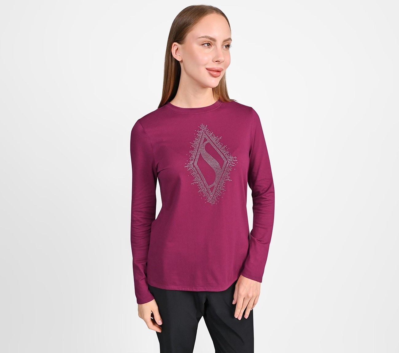 RHINESTONE BURST LS TEE, PINK/RED Apparel Right View