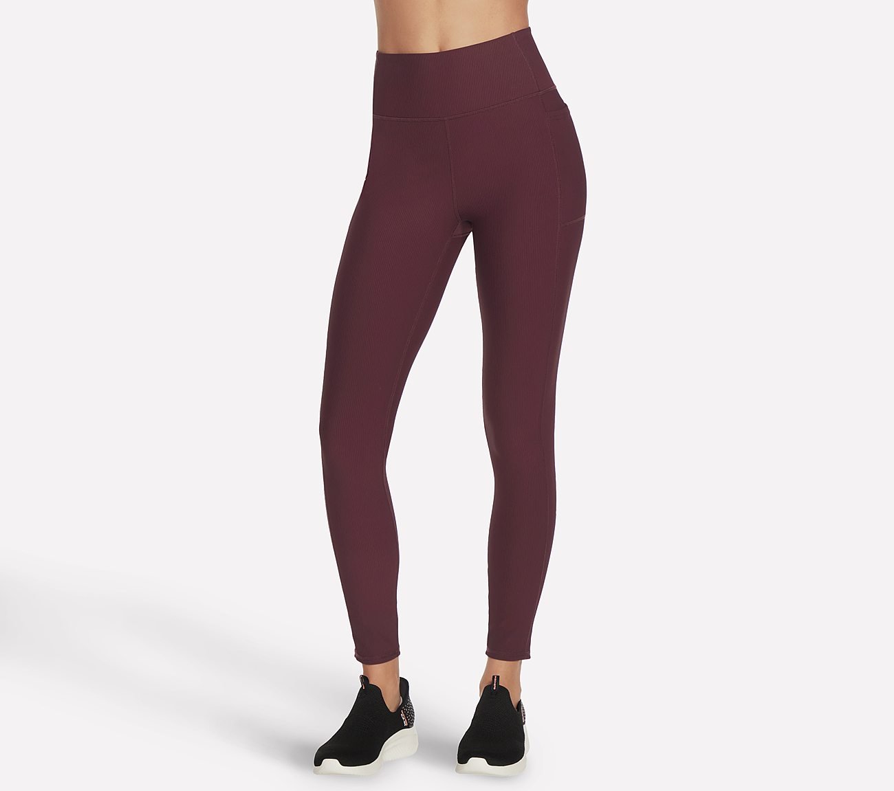 GOFLEX RIB FL HW LEGGING, BURGUNDY/PINK Apparels Lateral View