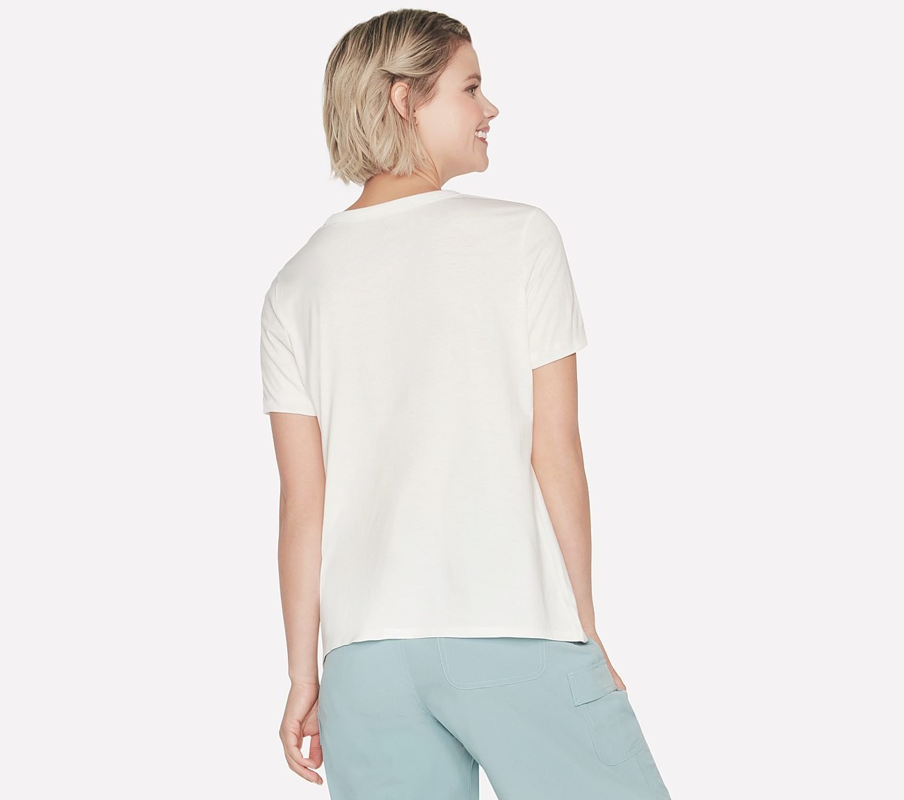 SKECHERS AIRBRUSH T-SHIRT, WHITE/SILVER Apparels Top View