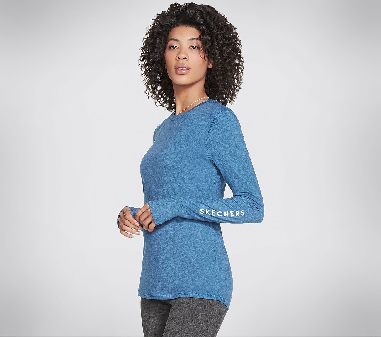 FLOW LONG SLEEVE TOP, BLUE/GREY Apparels Lateral View
