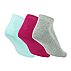 3pk Womens Half Terry Ankle, GRAY/AQUA/PINK