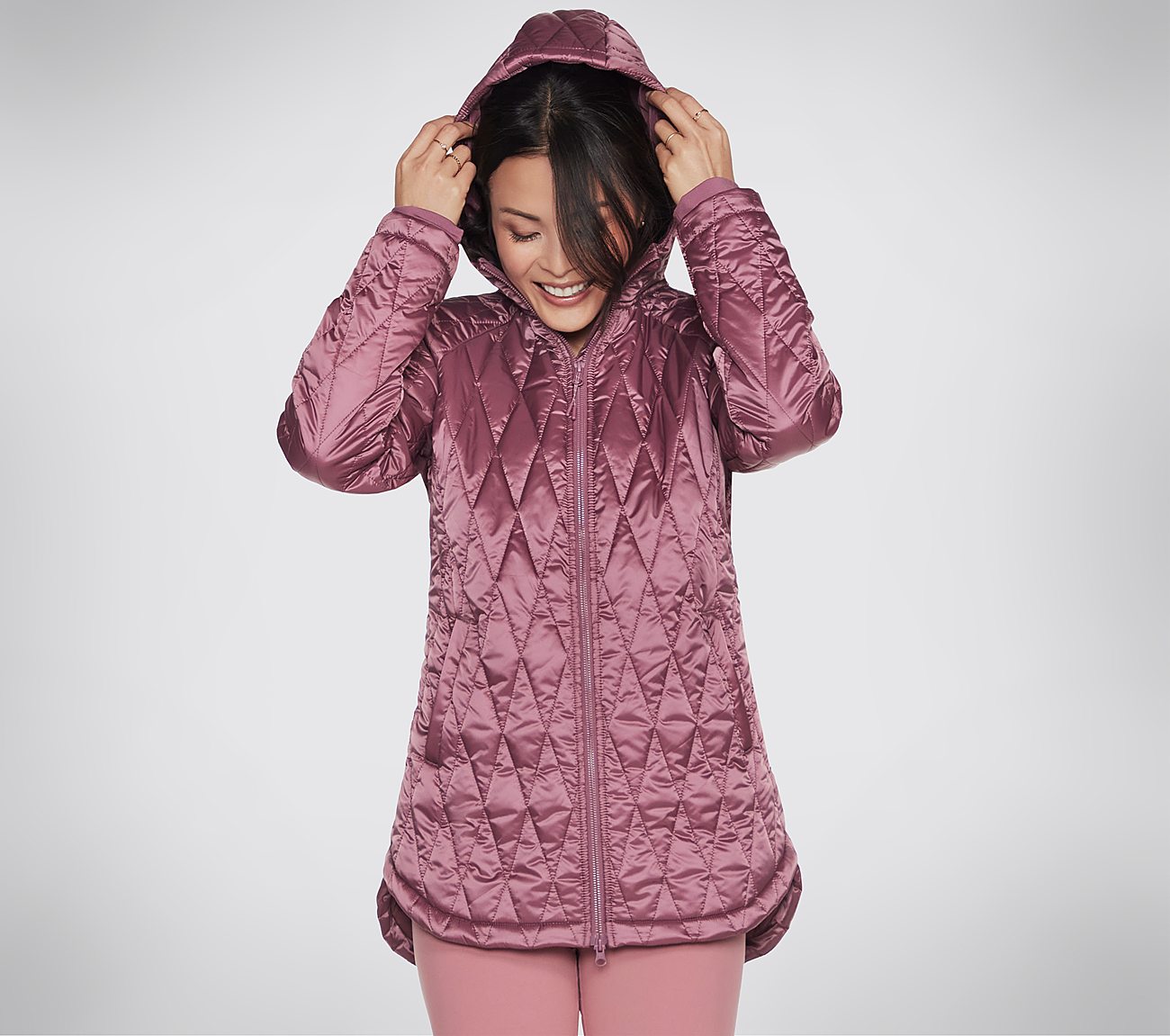 GOWALK DIAMOND QUILT JACKET, DARK MAUVE Apparel Left View