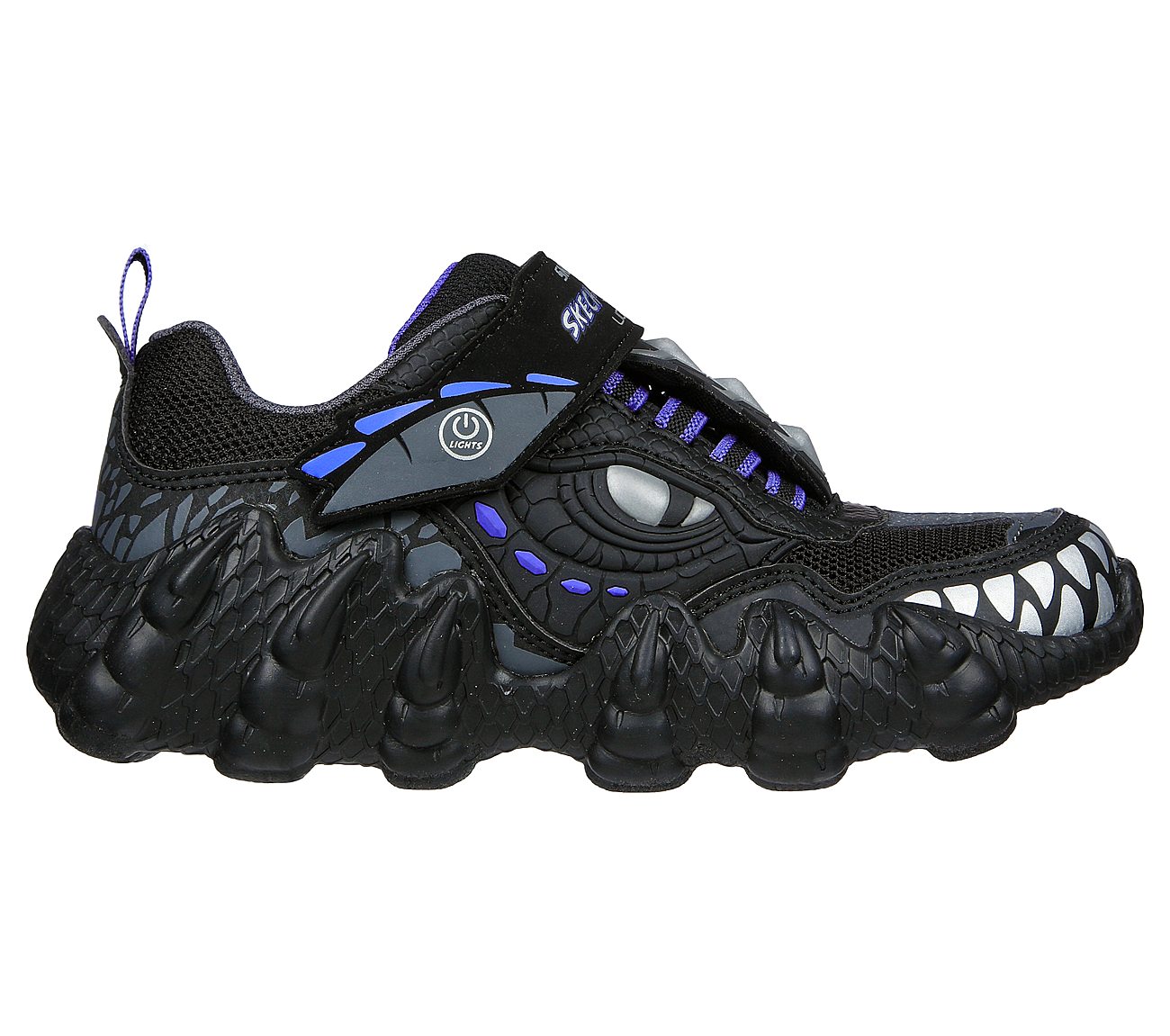 SKECH-O-SAURUS LIGHTS-DINO-TR, BLACK/CHARCOAL Footwear Right View