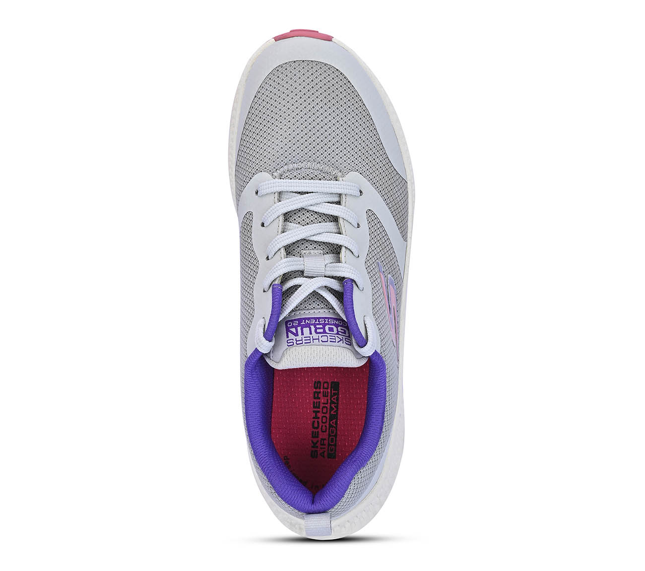 GO RUN CONSISTENT 2, GREY / PURPLE Footwear Top View