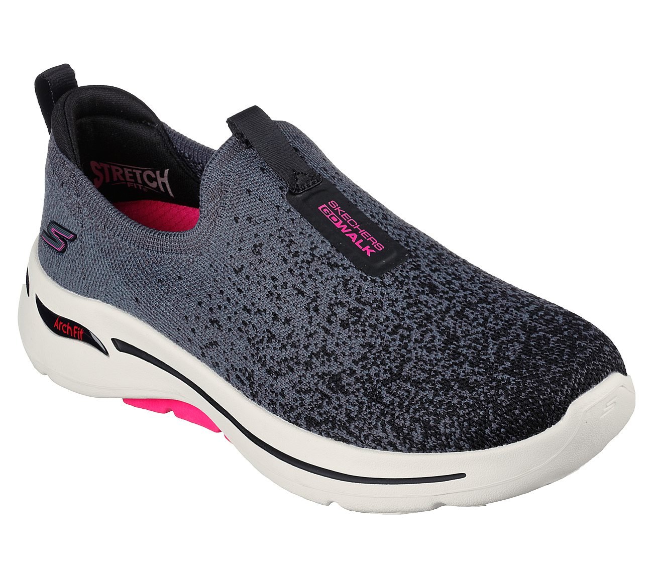 GO WALK ARCH FIT-LUNAR VIEWS, BLACK/HOT PINK Footwear Right View