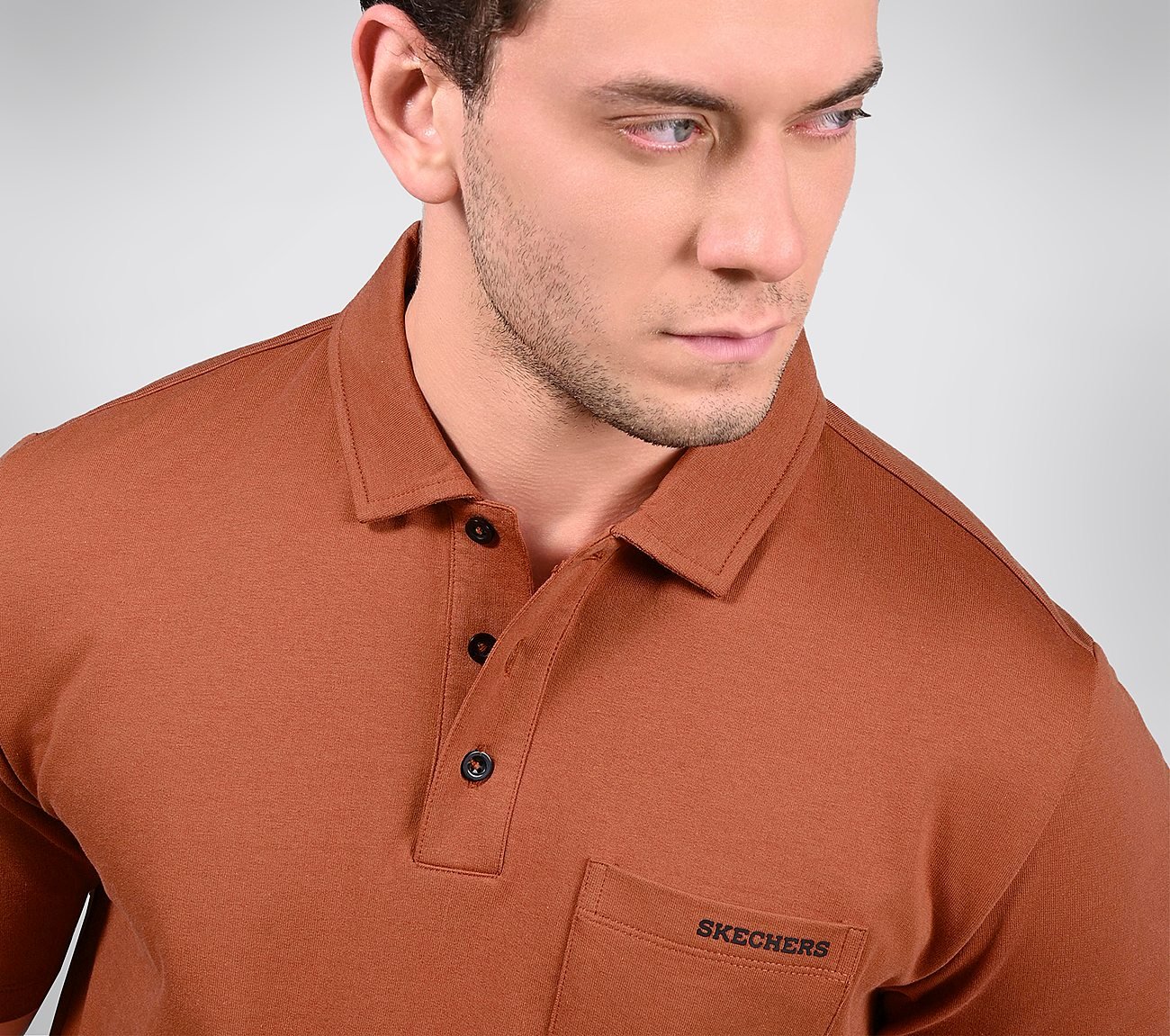 EARTH TERRY POLO, ORANGE/BROWN Apparels Right View