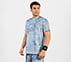 AOP CHEST PRINT PERFORMANCE T-SHIRT, CHARCOAL/LT. BLUE